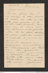Nachlass Franz Steindachner, Brief von Alberto Perugia an Franz Steindachner (07.05.1881), Inv.Nr. 392.07, Seite 1